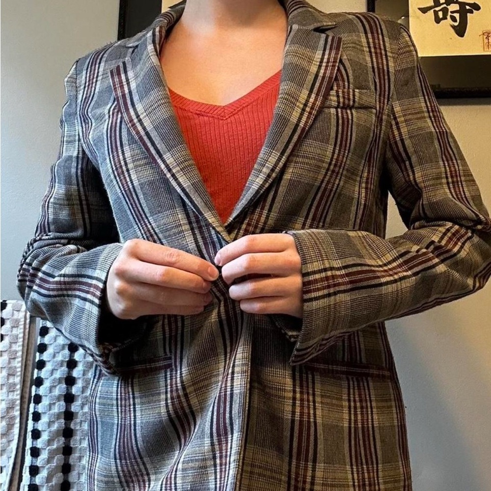 Treasure & Bond Multicolor Plaid Blazer